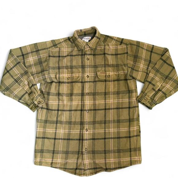 Carhartt Mens Size M Heavy Flannel Coat Button Up Waffle Knit Interior Retro - Picture 1 of 7